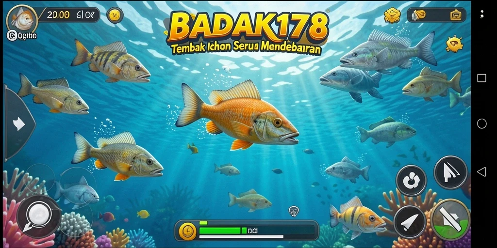 Tangkapan layar menampilkan momen seru saat menembak ikan di BADAK178.