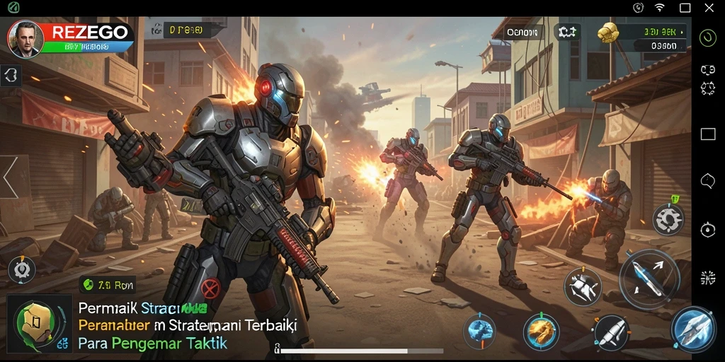 Tangkapan layar gameplay REZEGO menunjukkan strategi yang mendalam dan grafis menarik.
