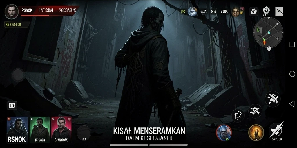 Gameplay RSNOK menampilkan suasana horror yang intens dan menegangkan.